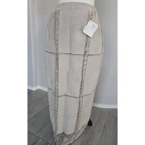 Vintage Patchwork Suede Crochet Boho Maxi Festival Handmade Skirt Sz M, NEW OS